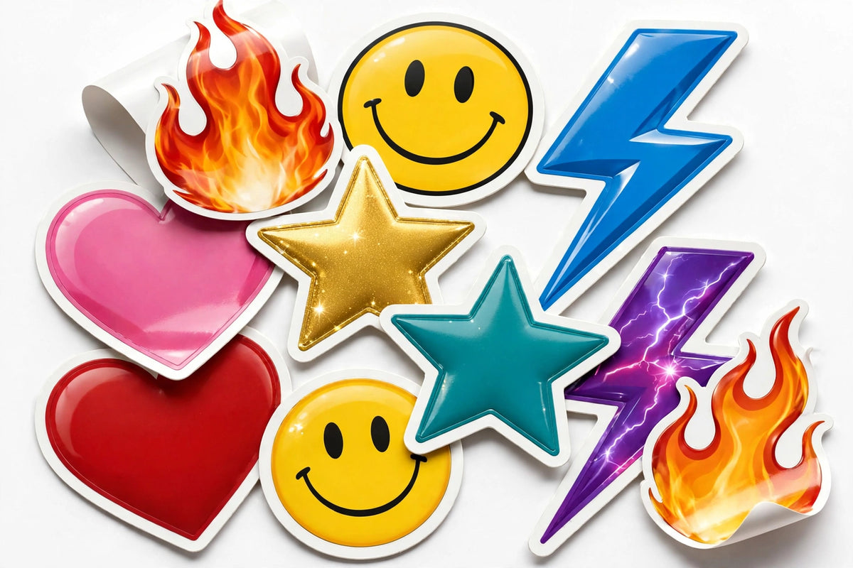 Custom die-cut vinyl stickers in vibrant colours