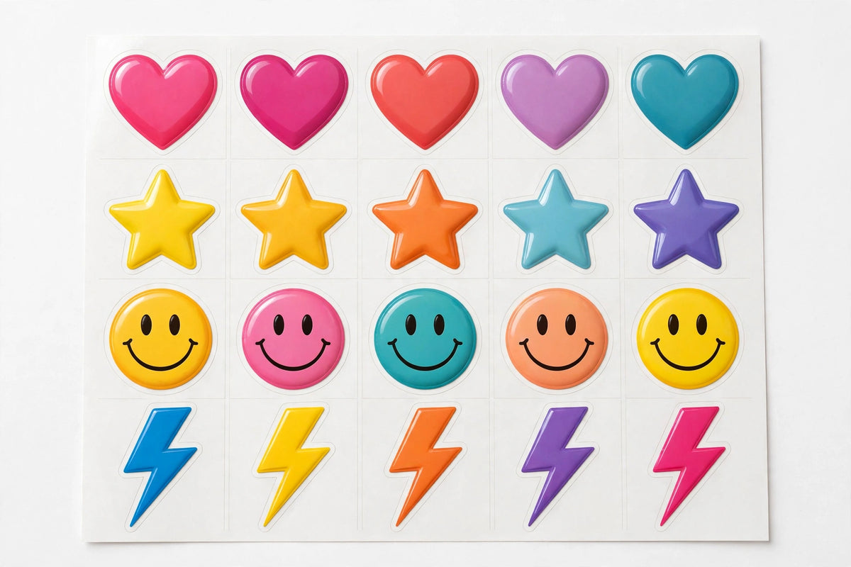 Sheet of custom kiss-cut vinyl stickers